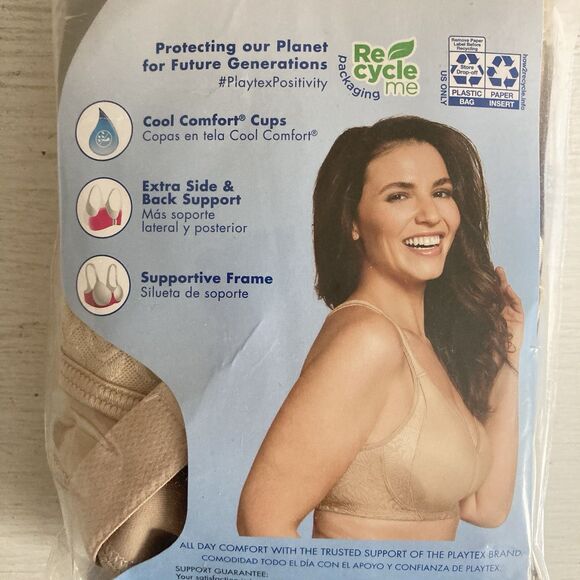 Playtex 18 Hour Seamless Wirefree Bra 4049 Back Side Smoothing Nude Size 42DDD - Picture 7 of 7